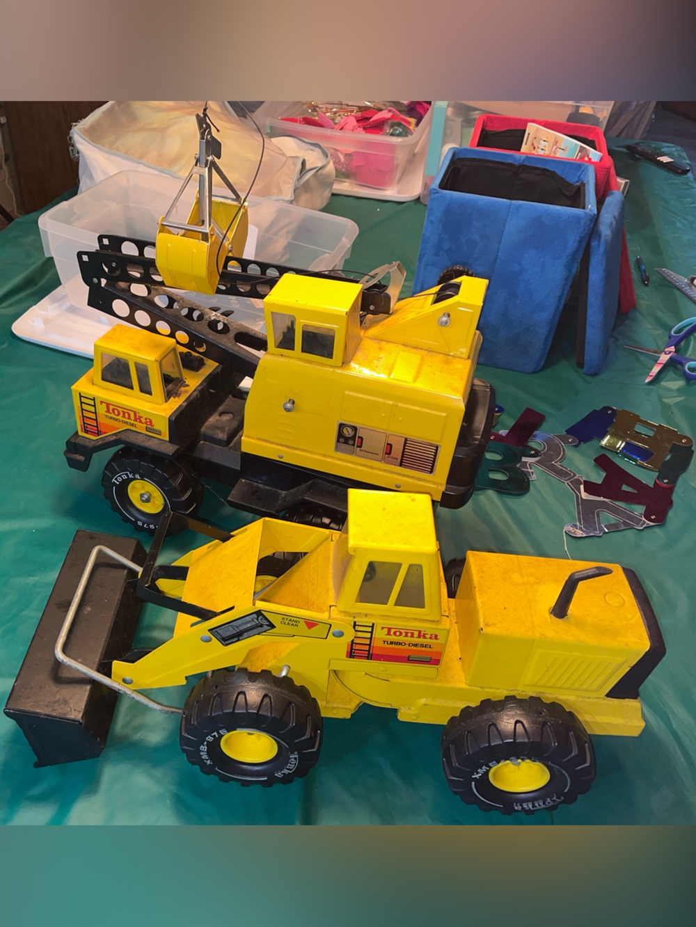 Tonka Yellow Construction Loader and Crane Toy Set